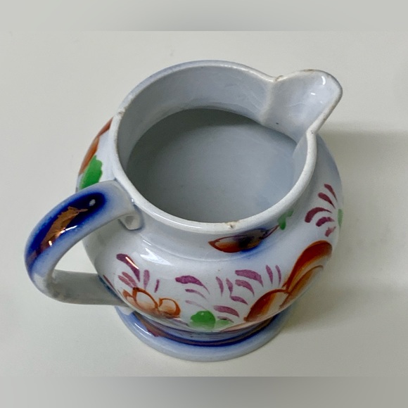 19th Century Antique Gaudy Welsh Ironstone Grape Pattern Miniature Pitcher Jug - Picture 14 of 16